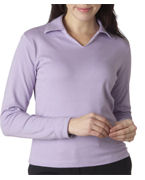 Monogrammed (8502br) UltraClub Ladies' Egyptian Interlock Long-Sleeve Polo