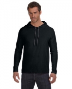 Embroidered Anvil Lightweight Long-Sleeve Hooded T-Shirt