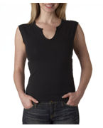 Logo Bella Ladies' Cotton/Spandex Slit-V Raglan T-Shirt