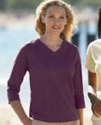 Customized LAT Ladies' Combed Ringspun V-Neck 3/4-Sleeve T-Shirt