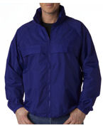Logo UltraClub Adult Hooded Zip-Front Pack-Away Jacket